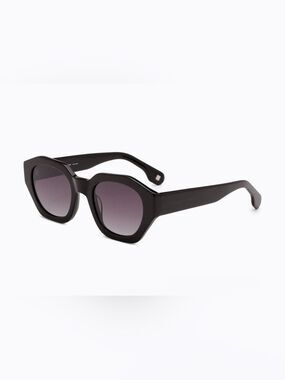 Carolina Lemke Black Oversized Hexagon Sunglasses